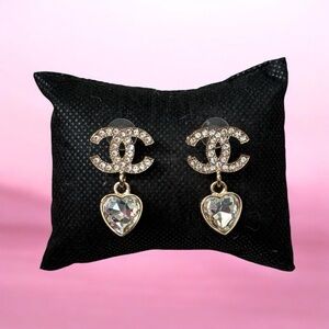 Gold Earrings with Silver Hearts